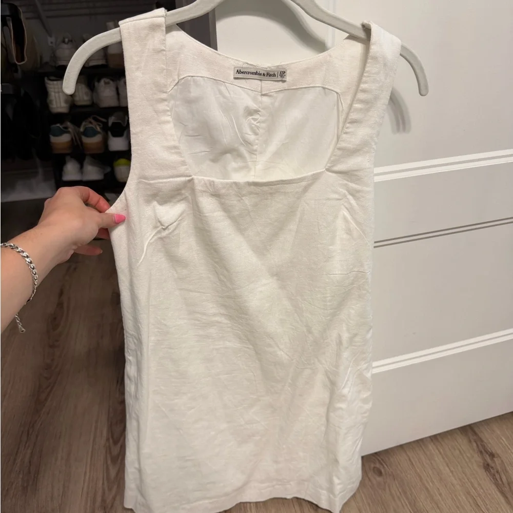 Abercrombie & Fitch White Linen Square-Neck Shift Dress - Picture 2 of 4